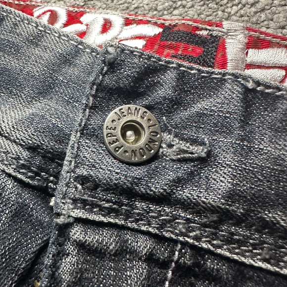 Y2K Pepe Jeans Jeans Mens 34 (fit 38x33) Faded Black Embroidery Baggy Wide Leg - Picture 5 of 16